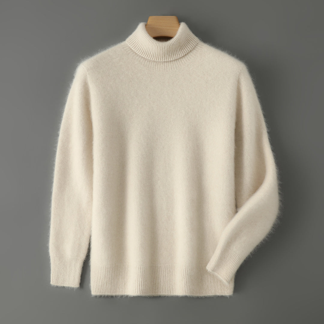 Men's sweater made of 100% wool with stand-up collar