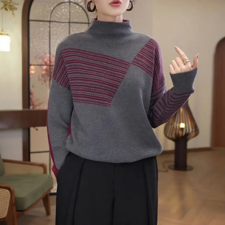 Reversible knitted sweater for women, two-tone