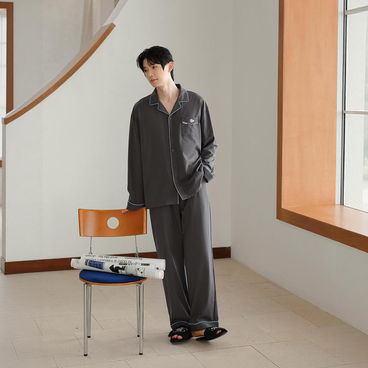 Cotton pajamas for couples, long-sleeved