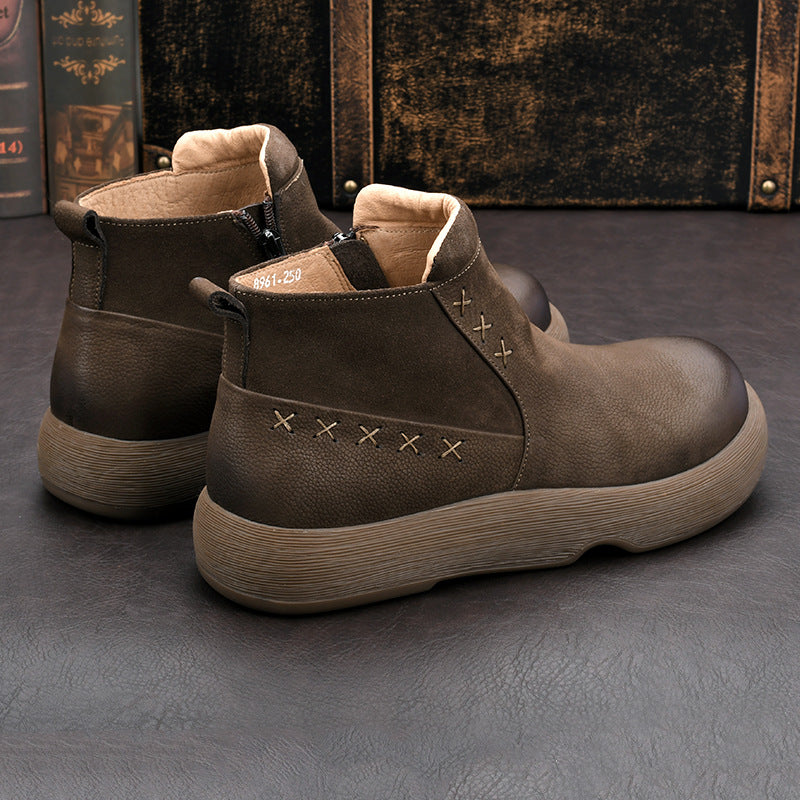 Men's Chelsea boots made of real leather, lined, with zipper