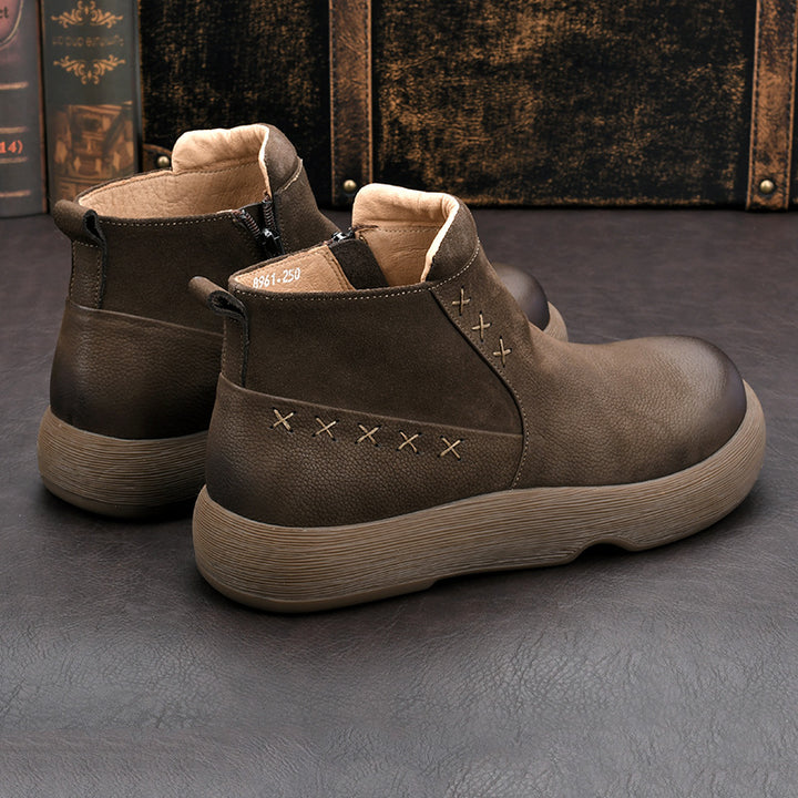 Men's Chelsea boots made of real leather, lined, with zipper