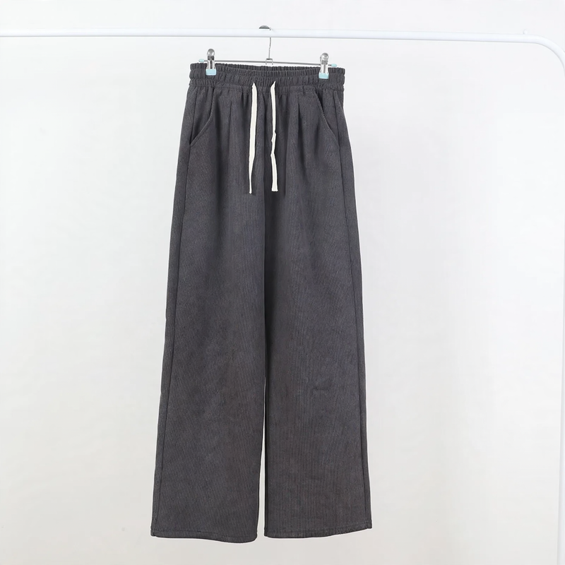 Casual cord pants with drawstring