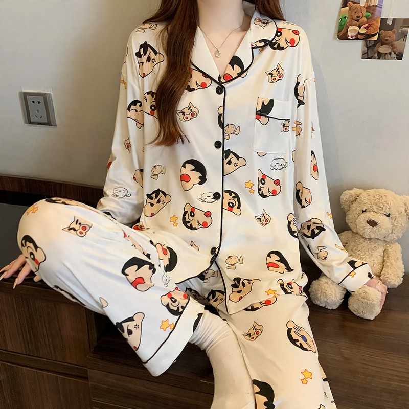 Women's Pajama Set, long-sleeved, with star pattern
