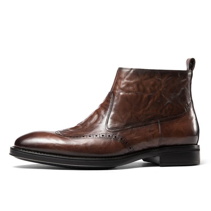 Men's leather boots, business-casual, lined