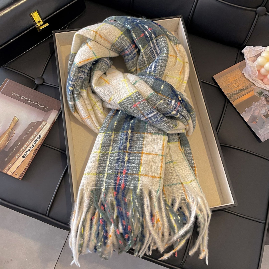 Check scarf in cashmere look