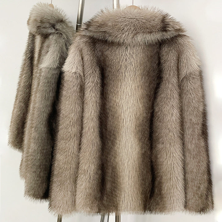 Women’s fur coat, medium length, artificial fur, winter