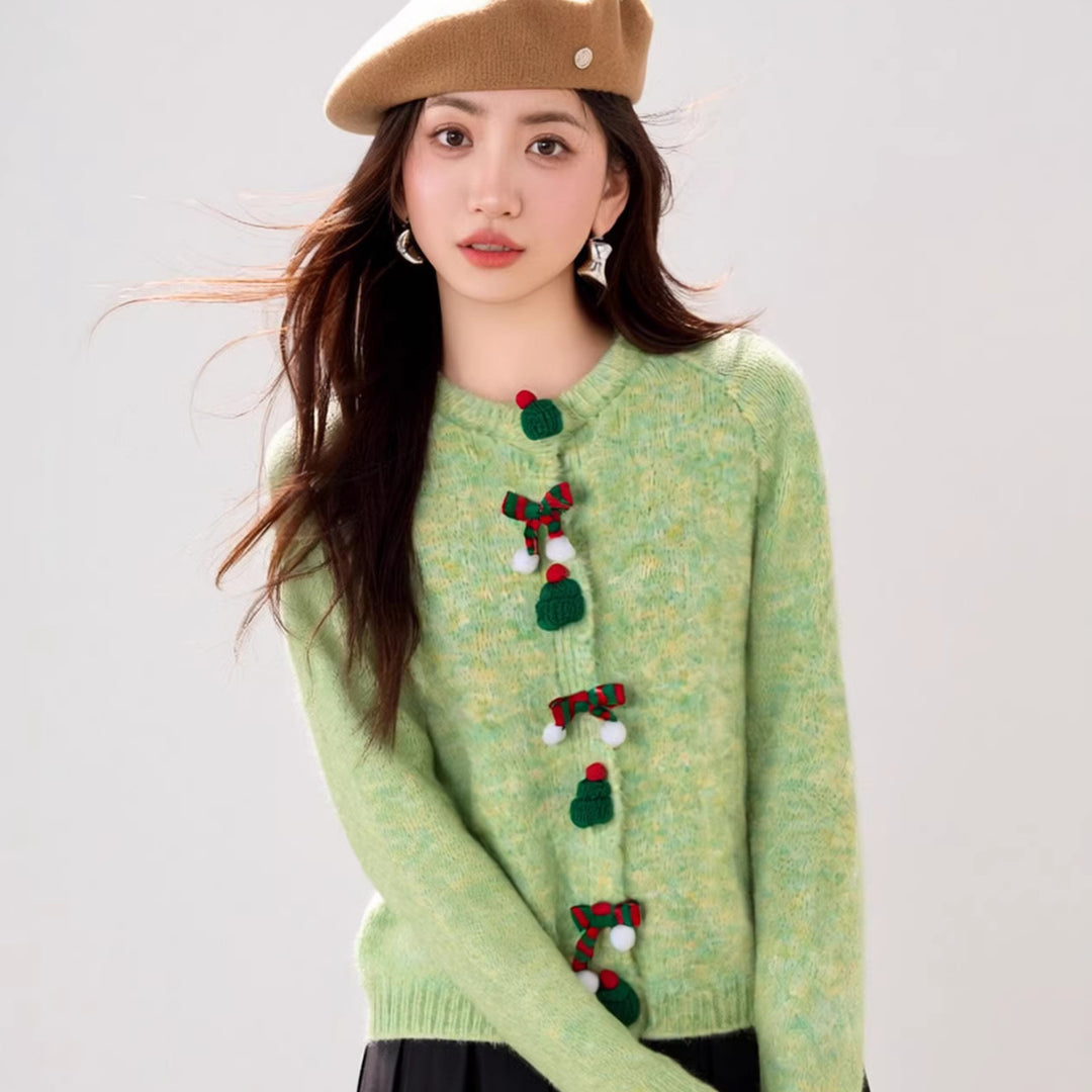Fluffy knit sweater with 3D effect