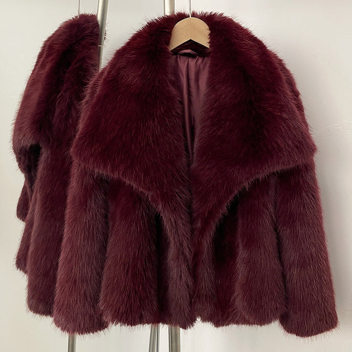 Elegant faux fur jacket with large lapels