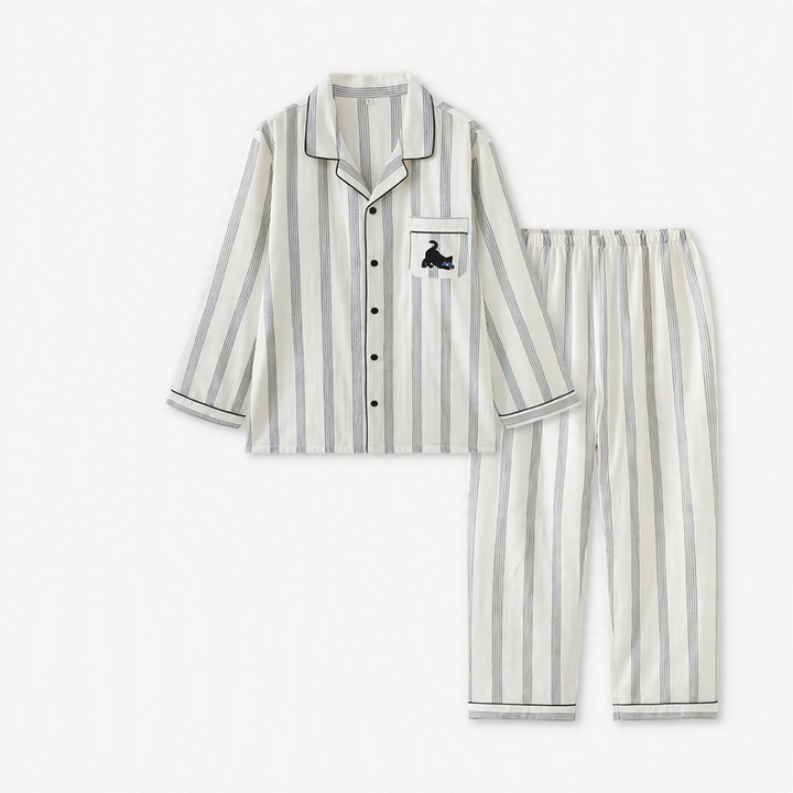 Cotton Pajamas for Couples in Striped Design
