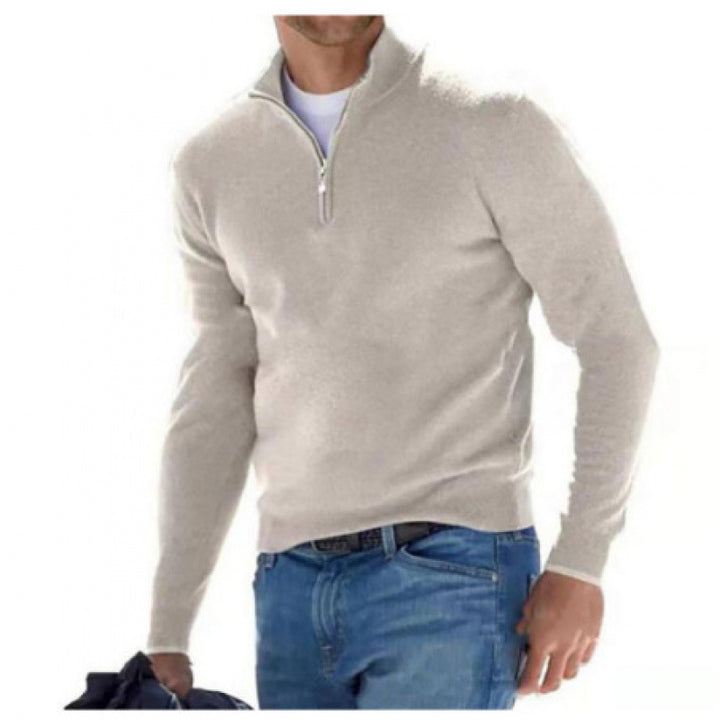 Men's Long Sleeve Cashmere Sweater, Simple Design