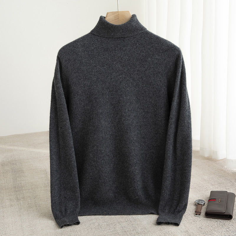 Men's turtleneck sweater made of 100% wool, seamless