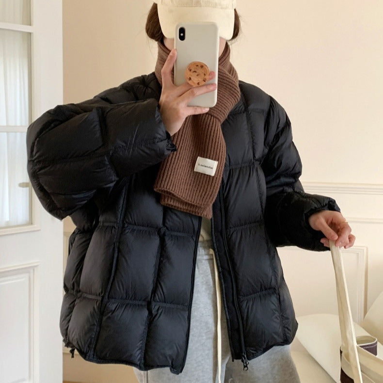 Short women's down jacket in modern style