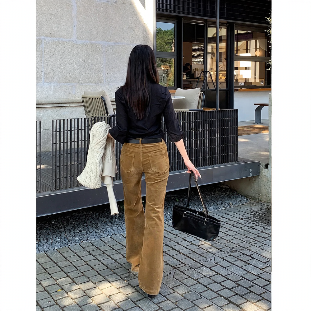 Women's corduroy pants with flared leg