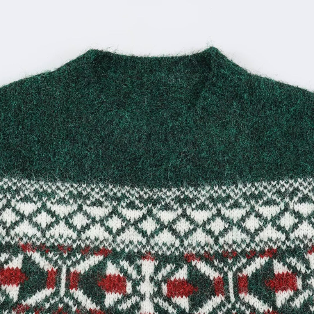 Fair-Isle knit sweater with round neckline