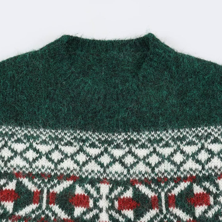 Fair-Isle knit sweater with round neckline