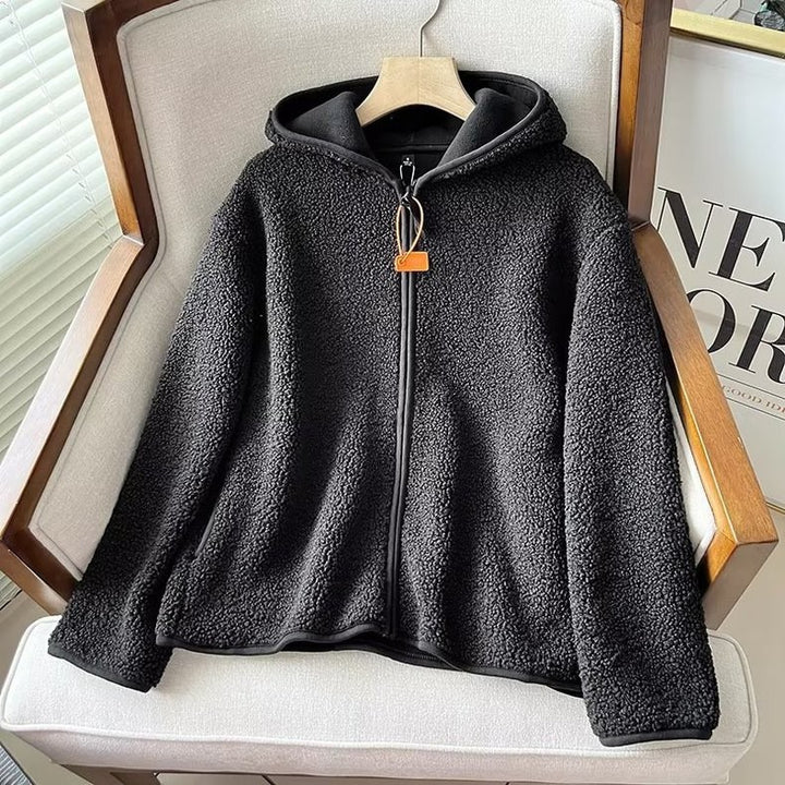 Padded hoodie made of teddy fleece