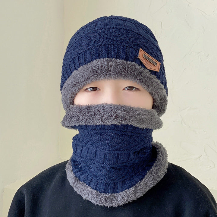 Knitted beanie and scarf set, lined, winter