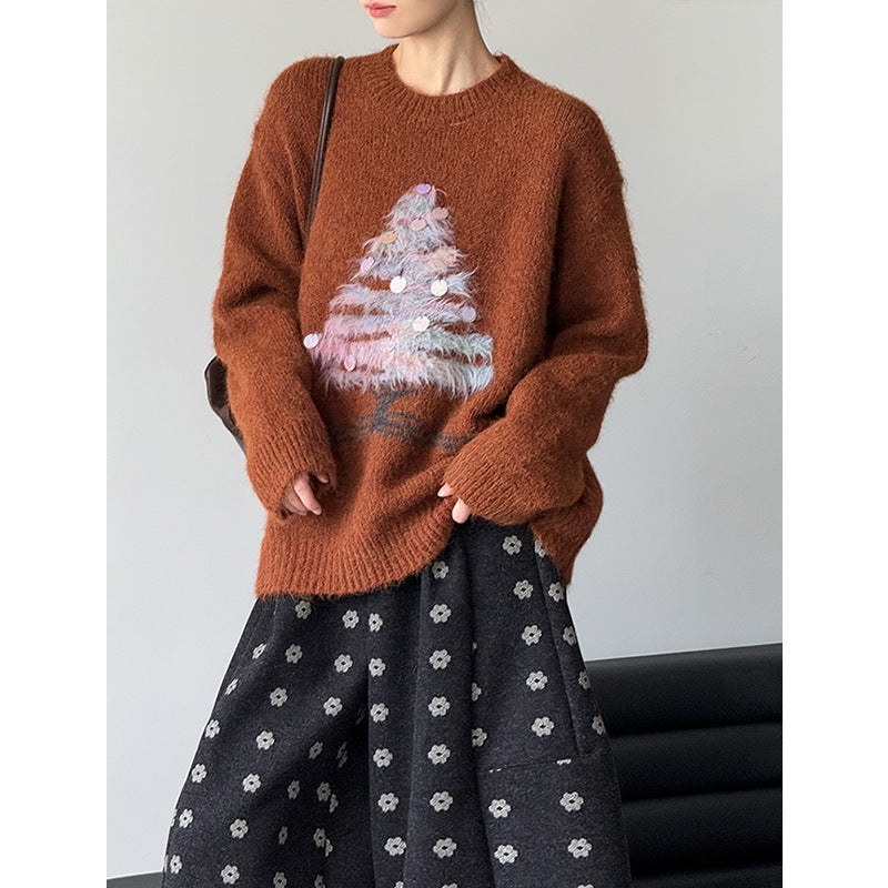 Ladies Christmas sweater, sequin design, soft