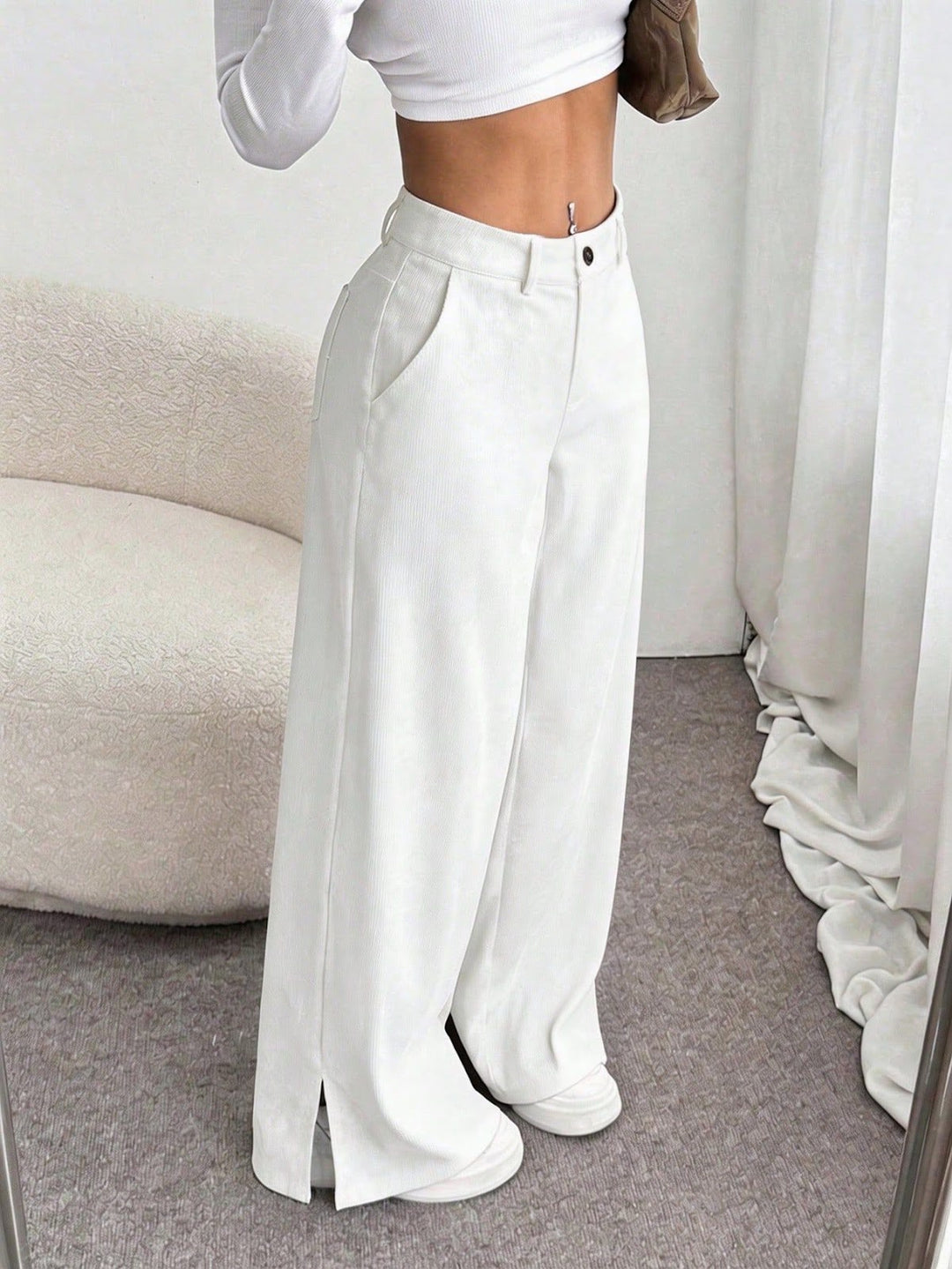 Retro corduroy trousers with straight leg
