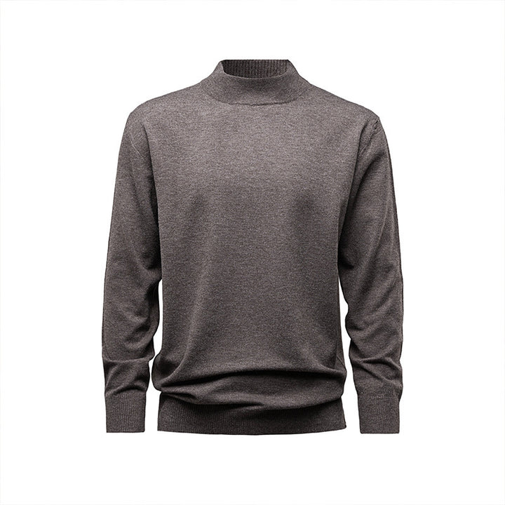 Men's sweater with stand-up collar, solid color