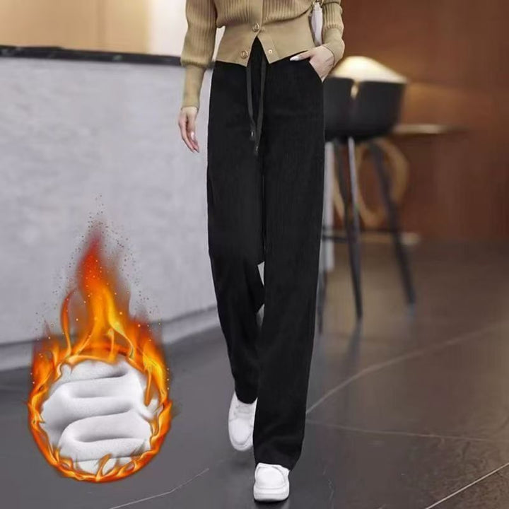 Narrow cord wide pants, lined