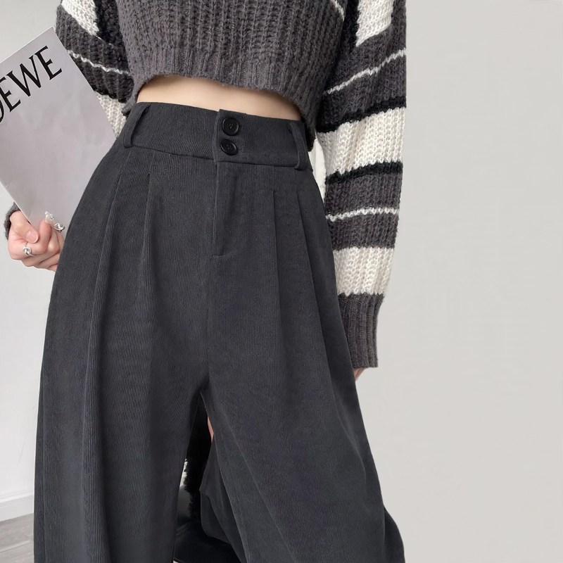 Padded chenille pants with high waist