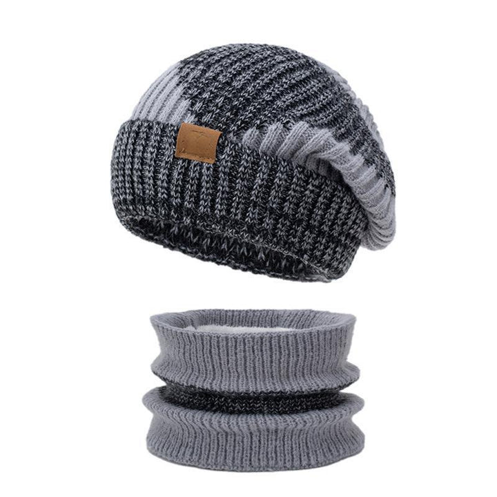 Women's Knit Beanie and Scarf Set, Lined, Two-Tone