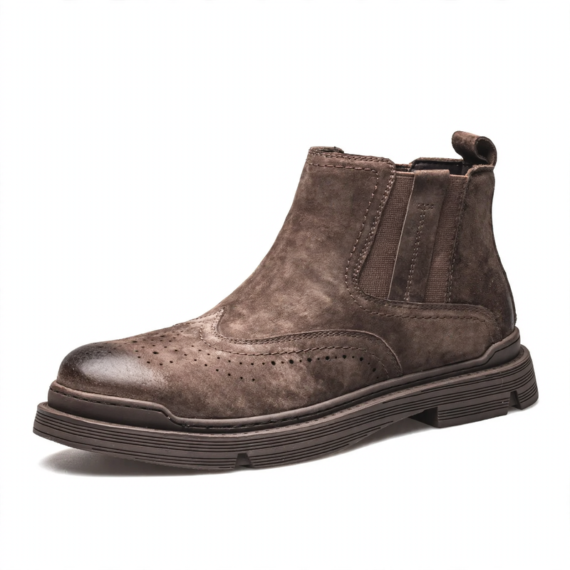 Men's Chelsea boots made of leather, lined, flat