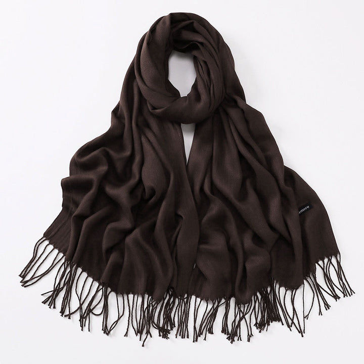 Solid colored scarf made of cashmere imitation with fringes, 200x70 cm
