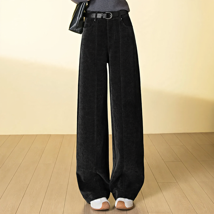 A-line corduroy trousers, high waisted, lined, winter