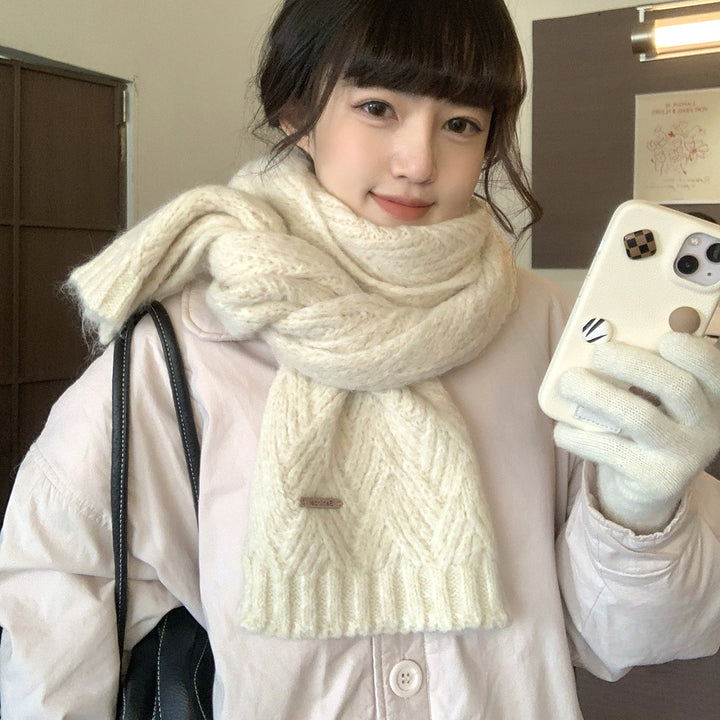 Alpaca wool knitted scarf, warm and soft, 24x165 cm
