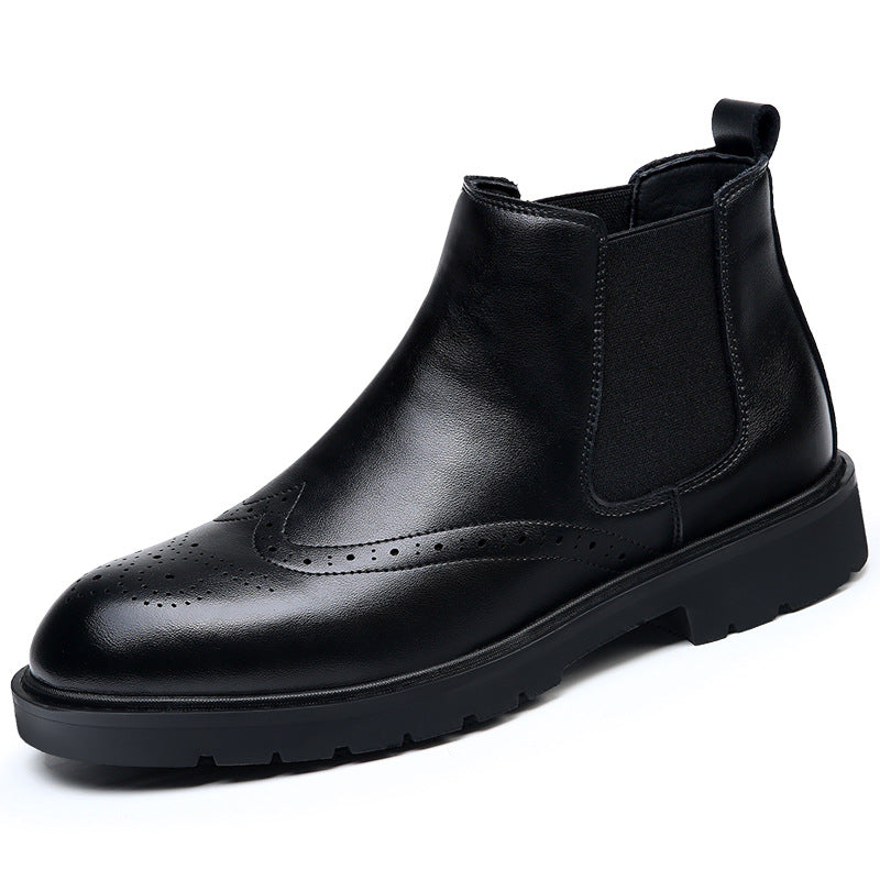 Classic men's Chelsea boots with brogue details