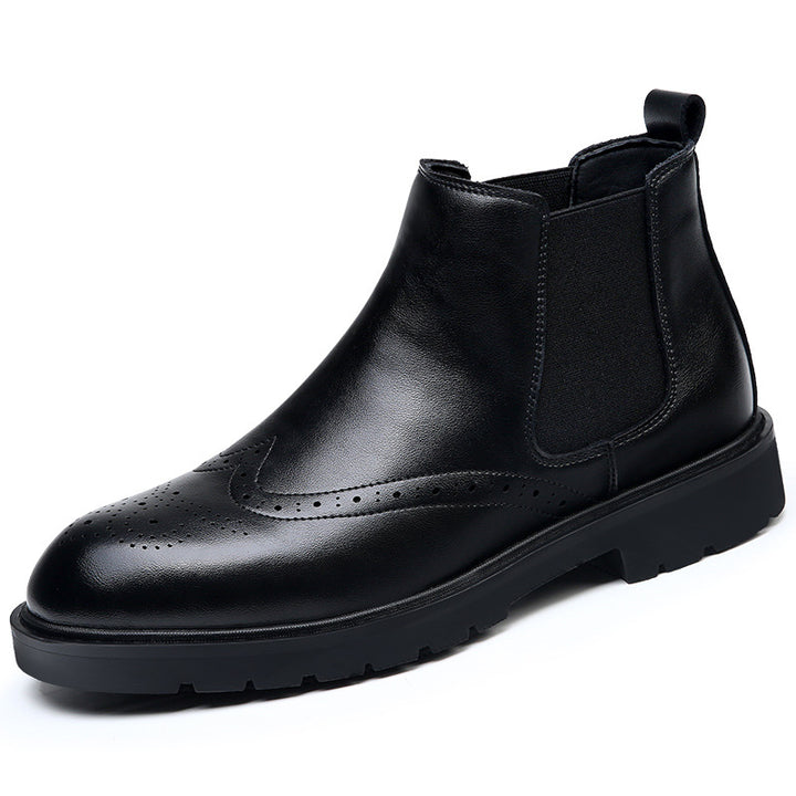 Classic men's Chelsea boots with brogue details