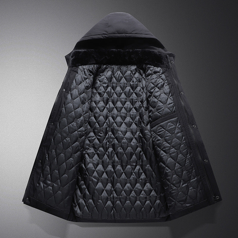 Padded winter jacket for men, detachable hood
