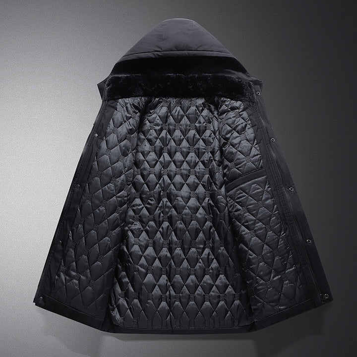 Padded winter jacket for men, detachable hood