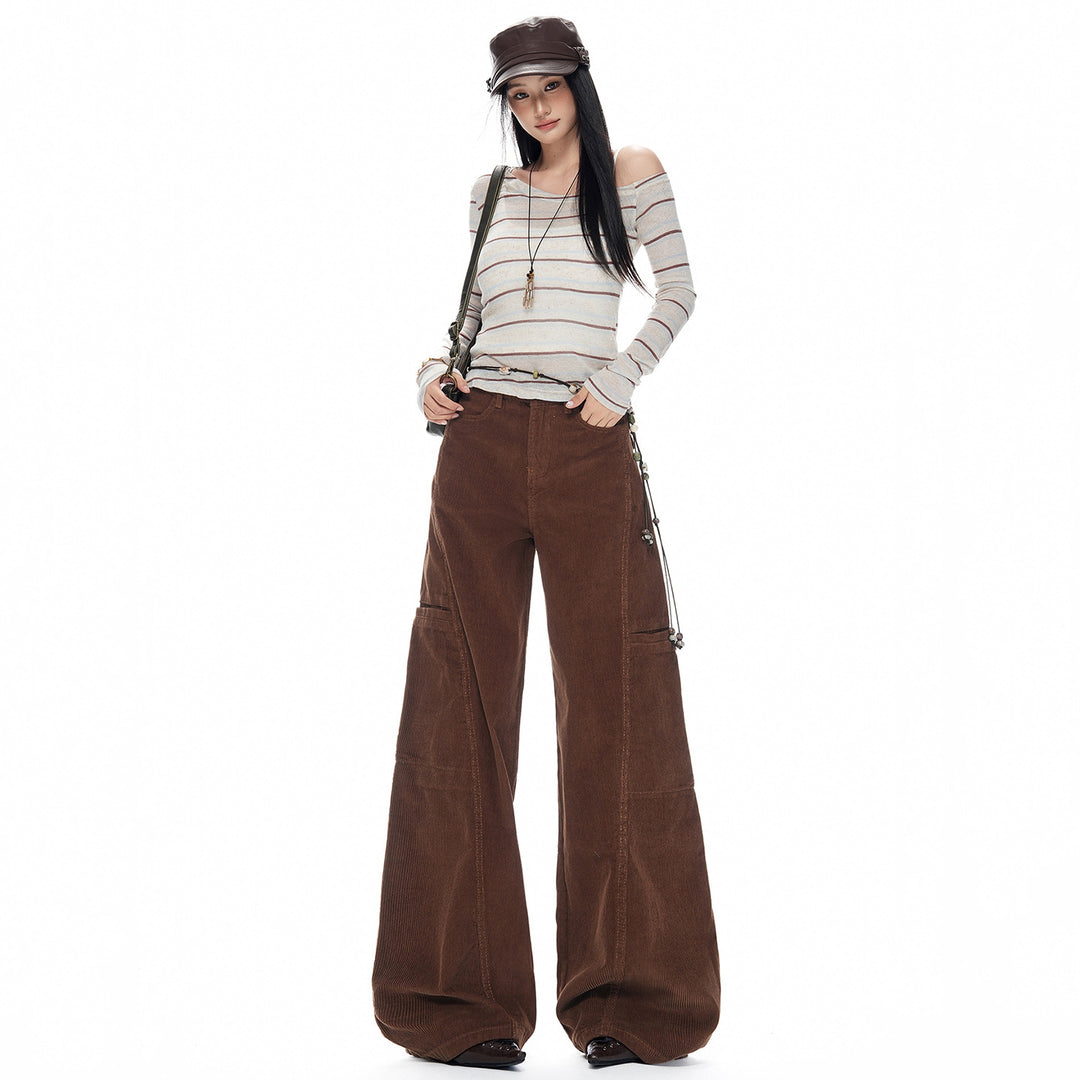 Retro Cord Pants with Wide Leg