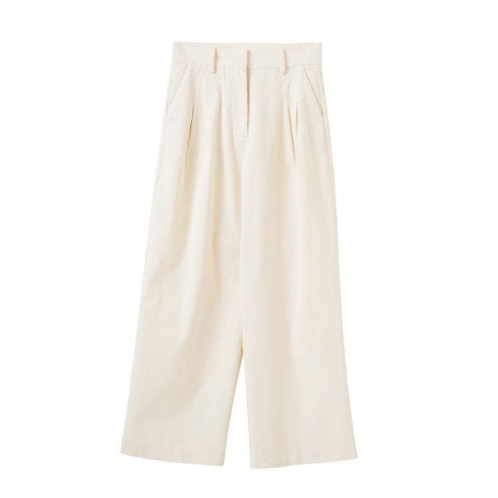 Women's corduroy trousers, straight cut, cotton, French style