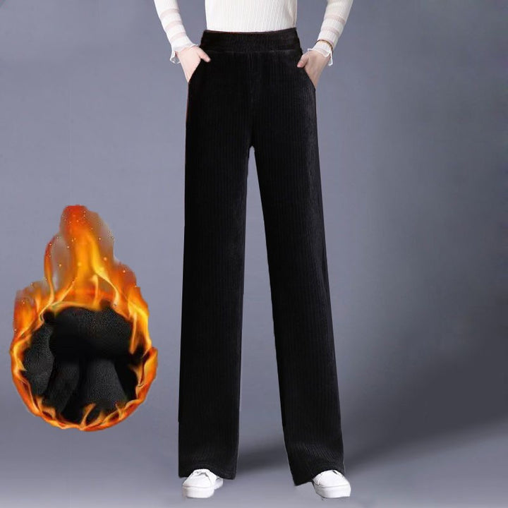 Fleece-lined corduroy pants for women