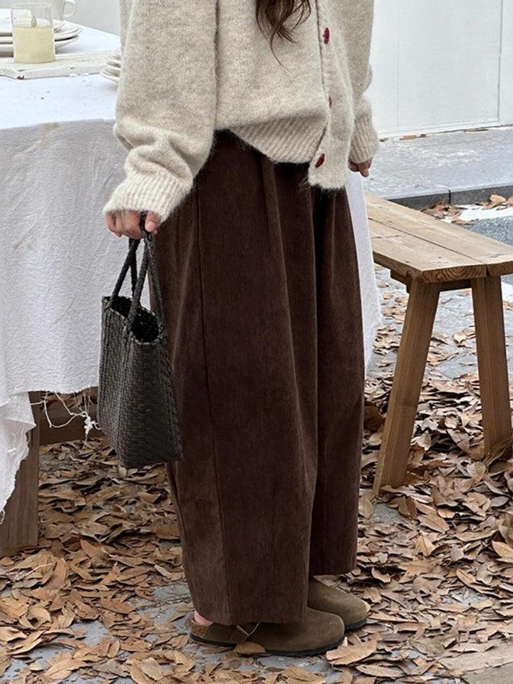 Women's corduroy pants, cropped, loose fit