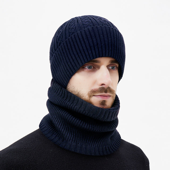 Knit hat and neck warmer set, One size