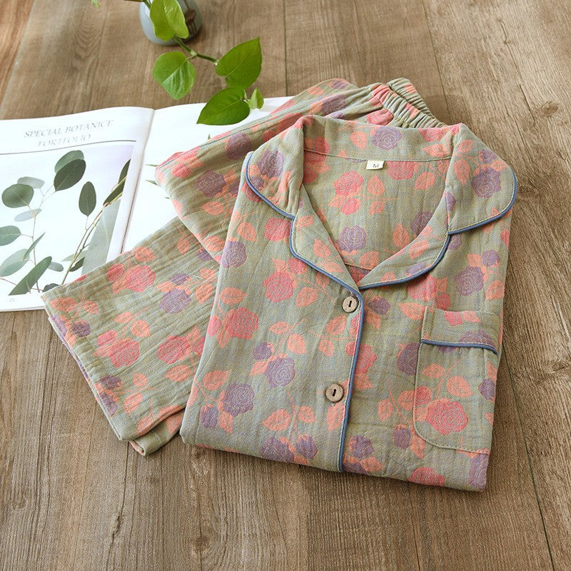 Women's pajamas made of cotton muslin with embroidery