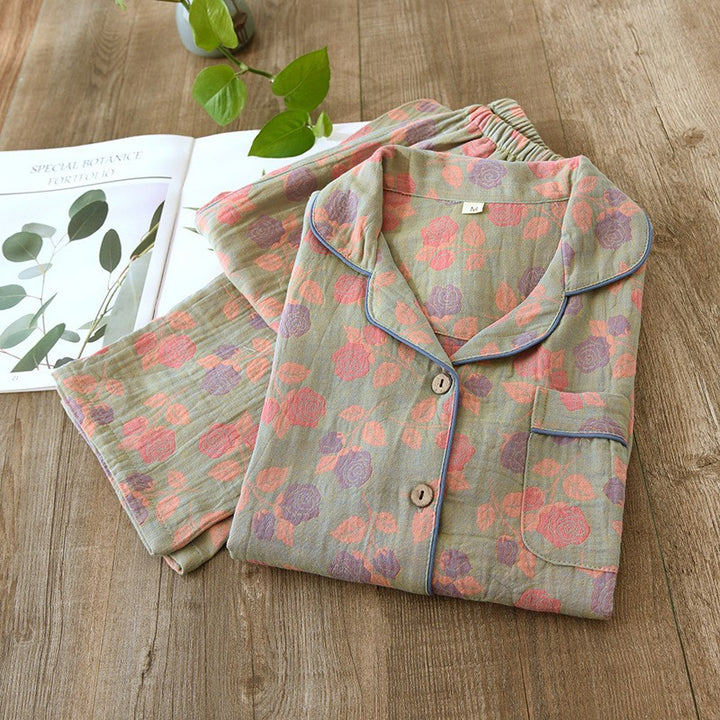 Women's pajamas made of cotton muslin with embroidery