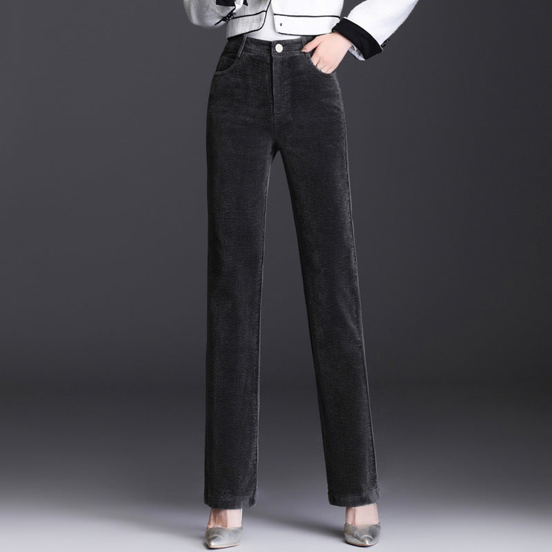 Kord-casual-pants, straight-cut, for women