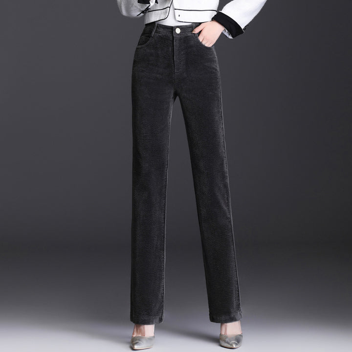 Kord-casual-pants, straight-cut, for women