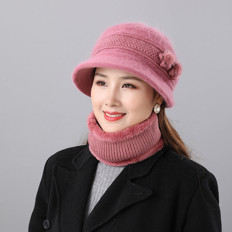 Women's Set: Rabbit Fur Hat and Scarf