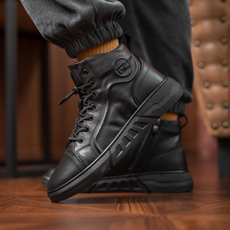 Men's leather ankle boots, insulated winter boots