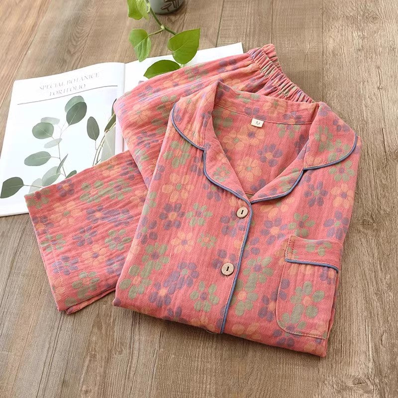 Women's pajamas made of cotton muslin with embroidery