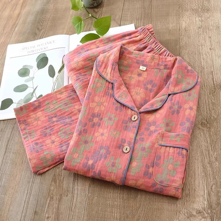Women's pajamas made of cotton muslin with embroidery