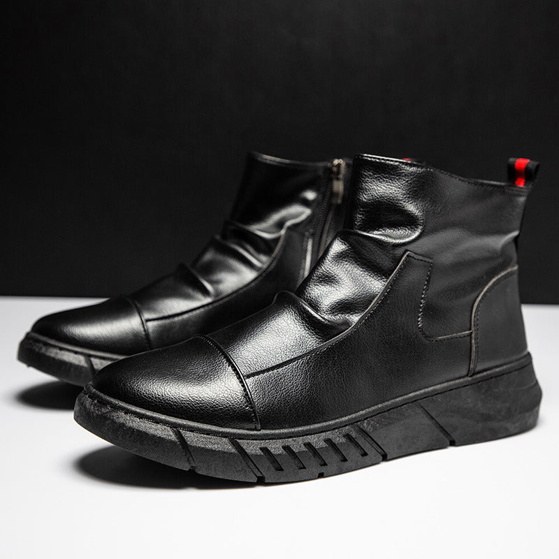 Fashionable men's work boots, ankle-high