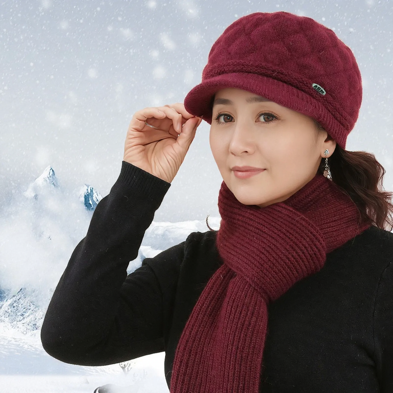 Winter Set: Knitted beret and scarf for women